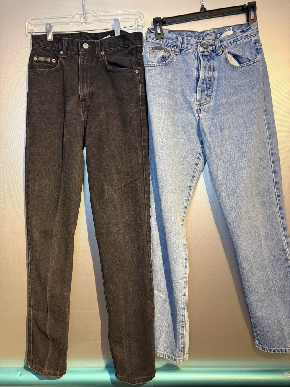 VTG 90s Calvin Klein Womens/ Juniors Faded Black and Light Wash Jeans Sz 5